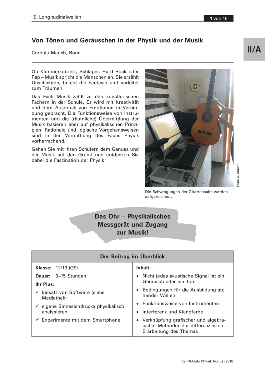 Von Tönen und Geräuschen in der Physik und der Musik