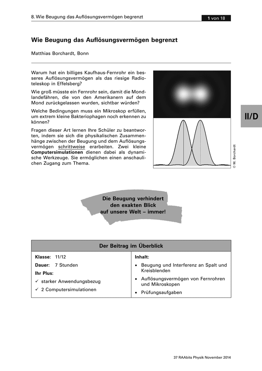 Wie Beugung das Auflösungsvermögen begrenzt