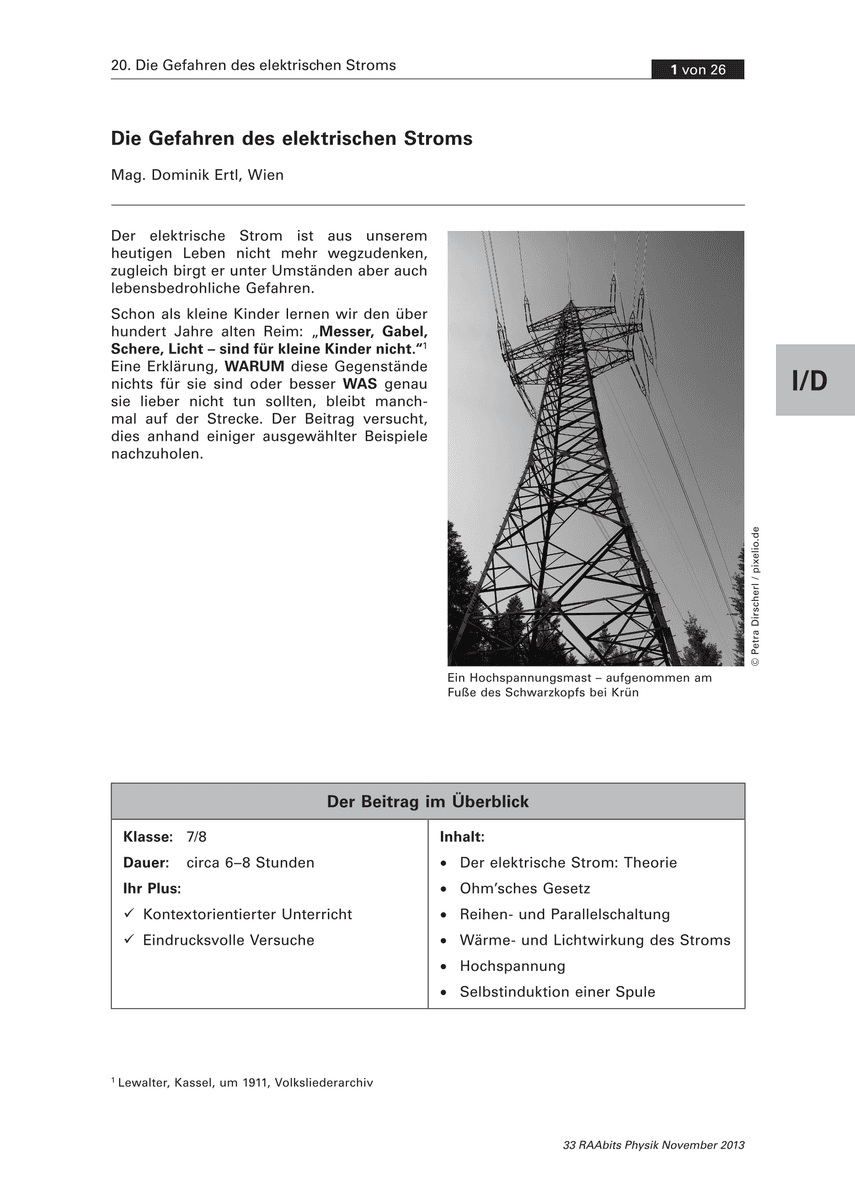 Die Gefahren des elektrischen Stroms