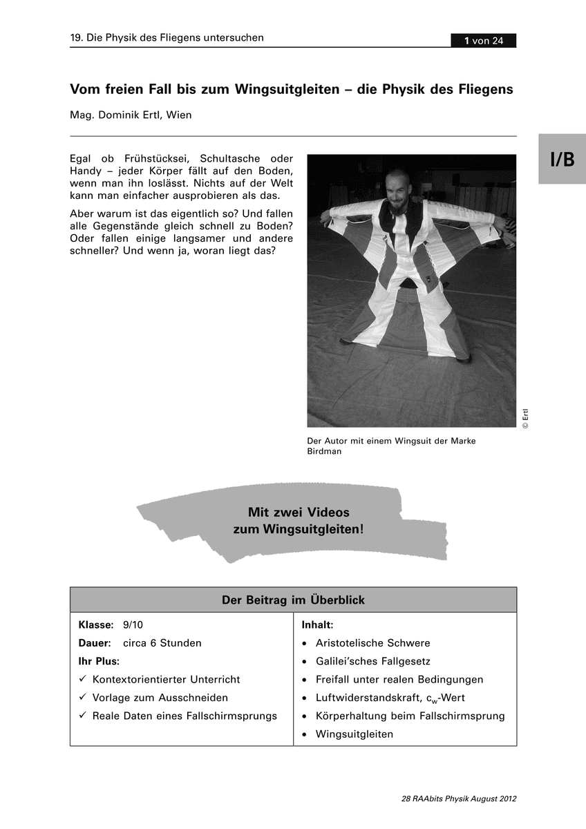 Vom freien Fall bis zum Wingsuitgleiten