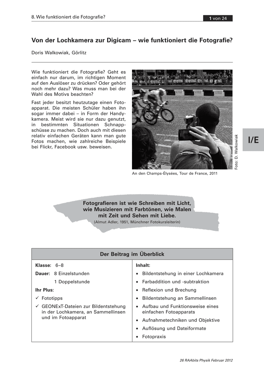 Von der Lochkamera zur Digicam