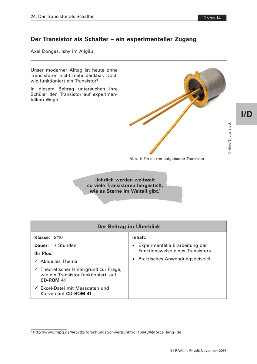 Der Transistor als Schalter