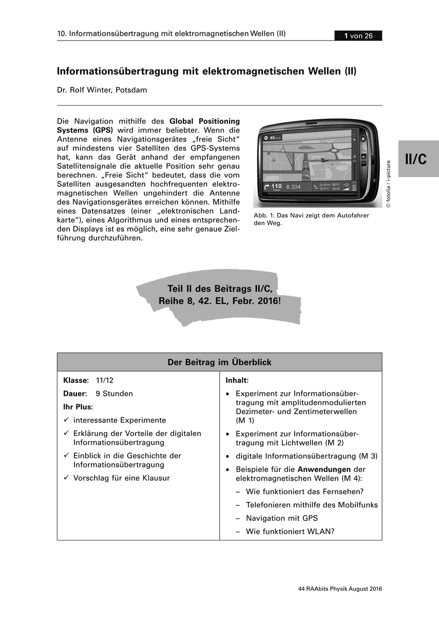 Informationsübertragung mit elektromagnetischen Wellen (II)