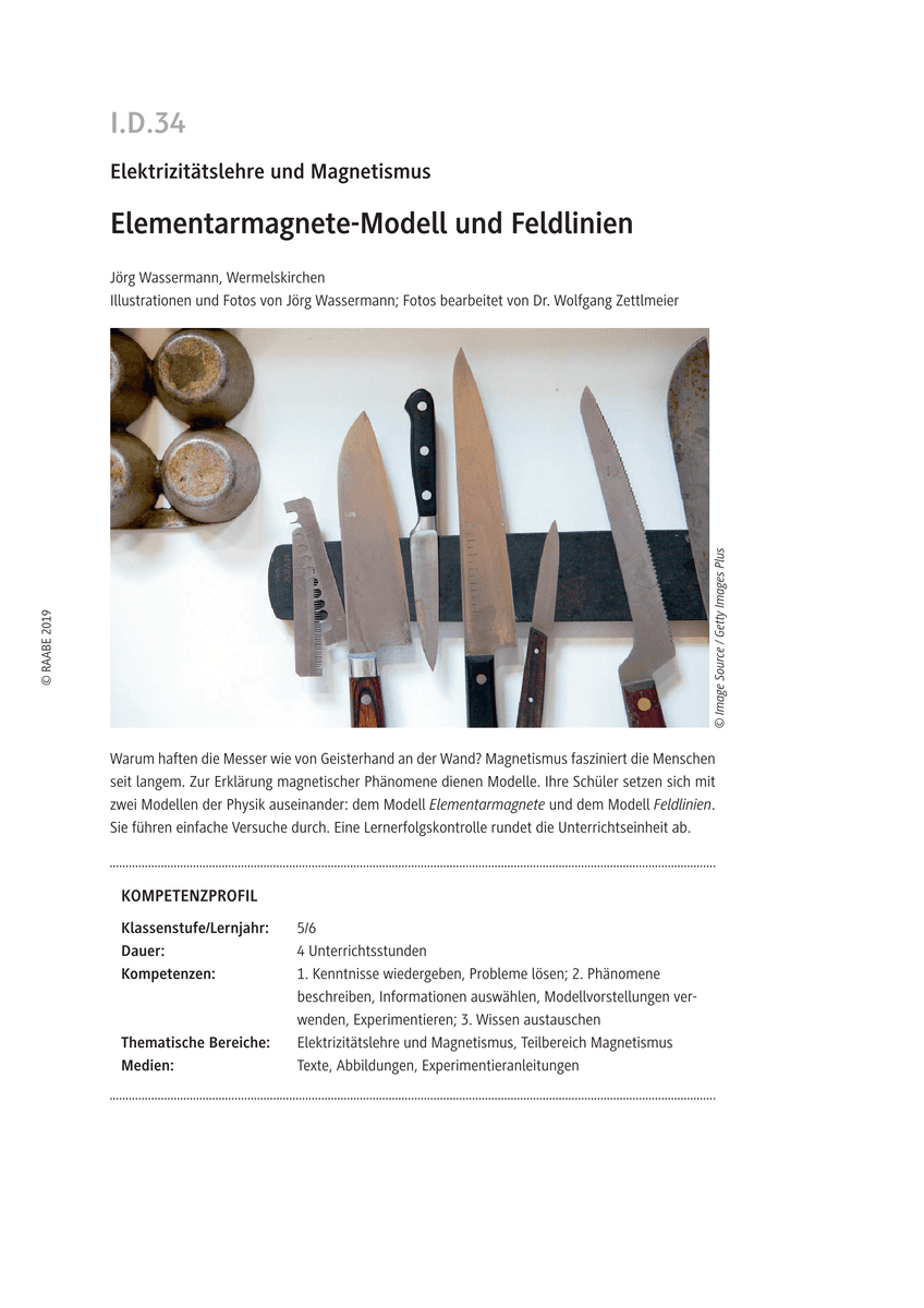 Elementarmagnete-Modell und Feldlinien