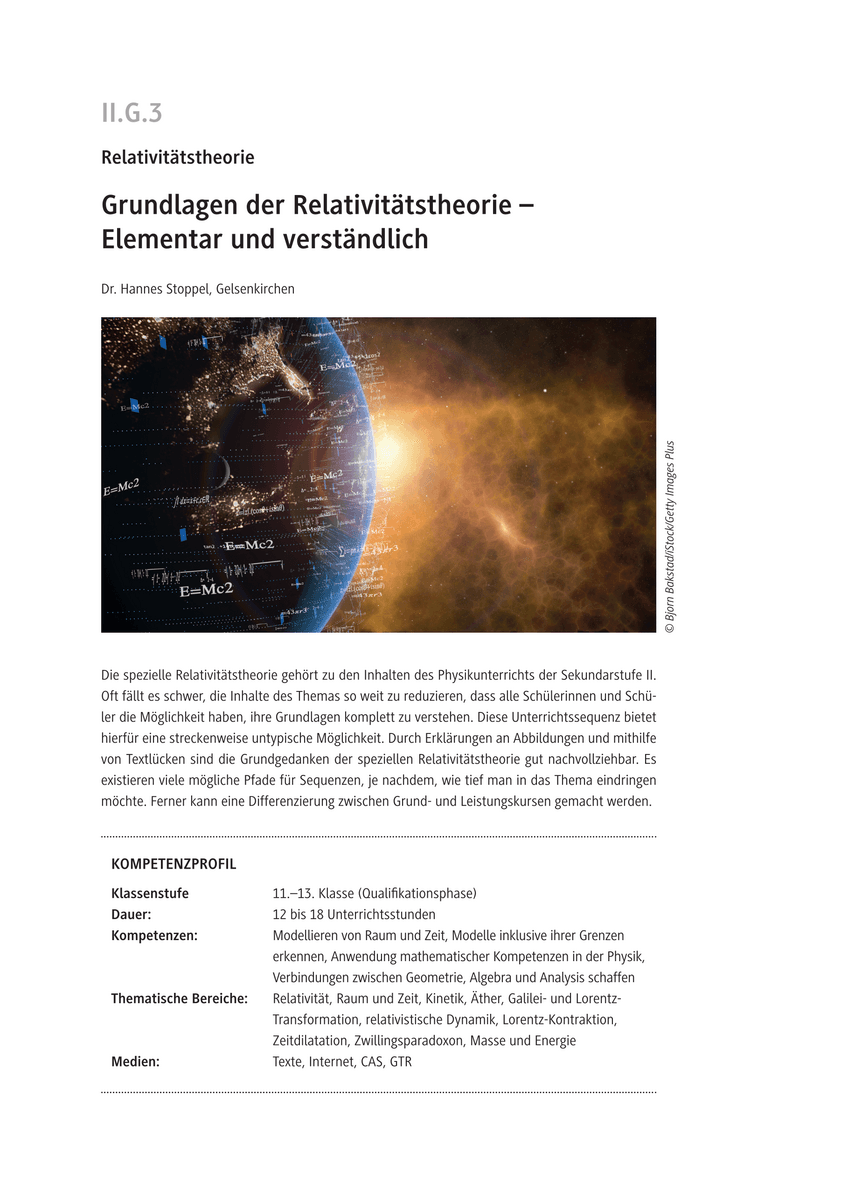 Grundlagen der Relativitätstheorie
