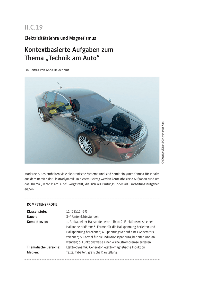 Kontextbasierte Aufgaben zum Thema „Technik am Auto“
