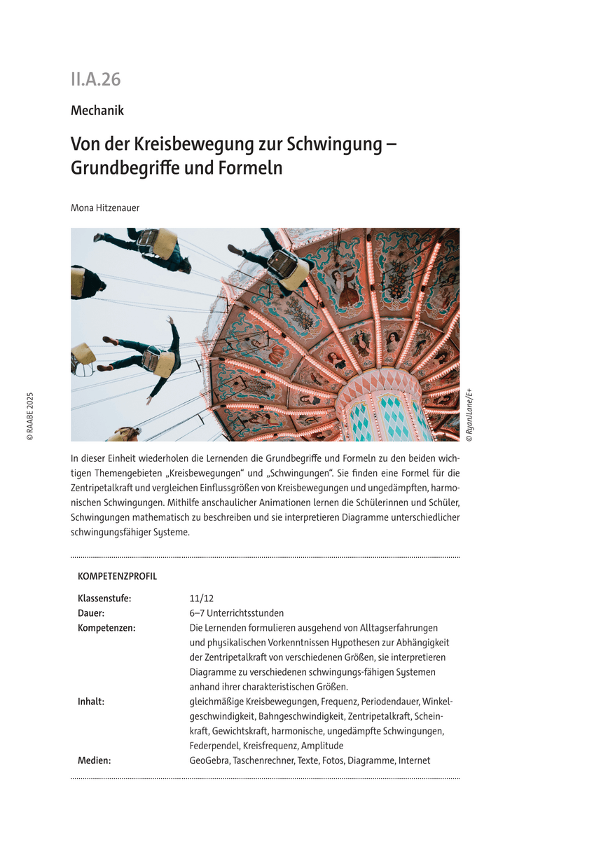 Von der Kreisbewegung zur Schwingung