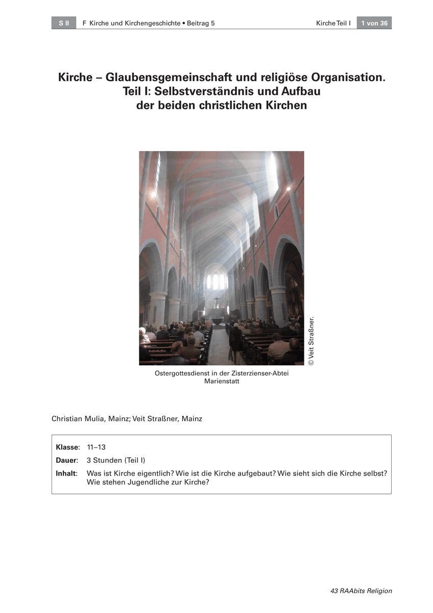 Kirche – Glaubensgemeinschaft und religiöse Organisation