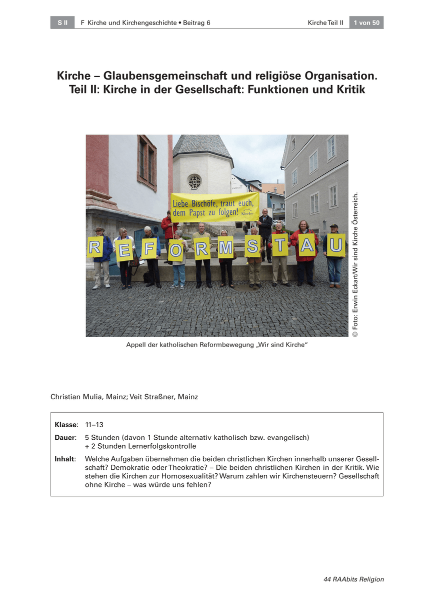 Kirche – Glaubensgemeinschaft und religiöse Organisation