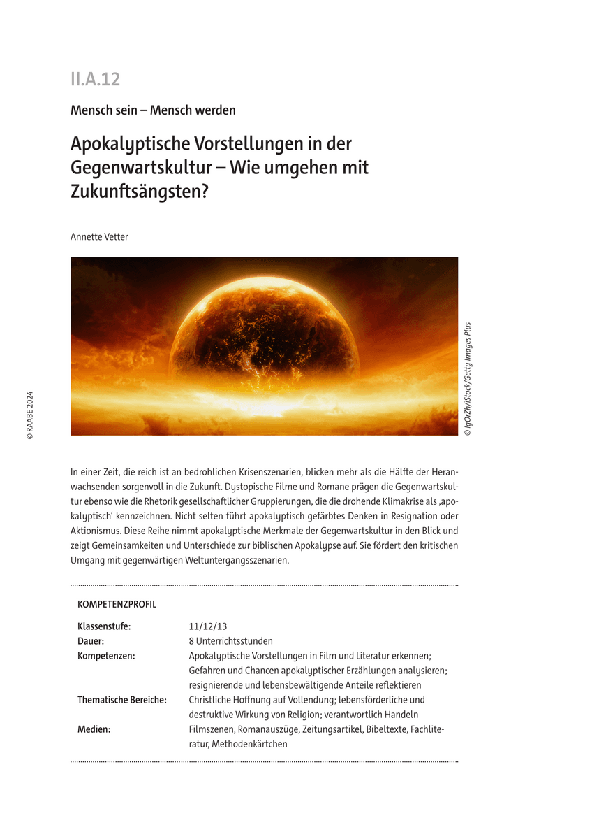 Apokalyptische Vorstellungen in der Gegenwartskultur