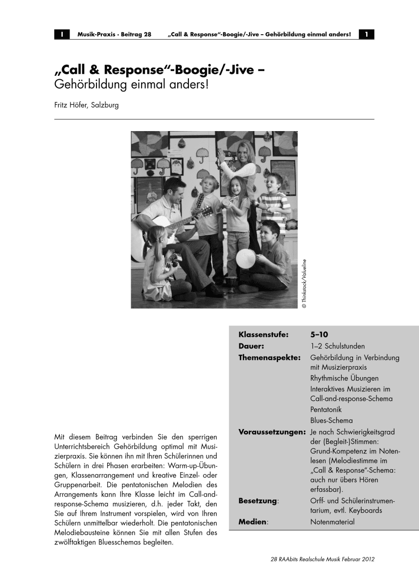 "Call & Response"-Boogie/-Jive - Gehörbildung einmal anders!