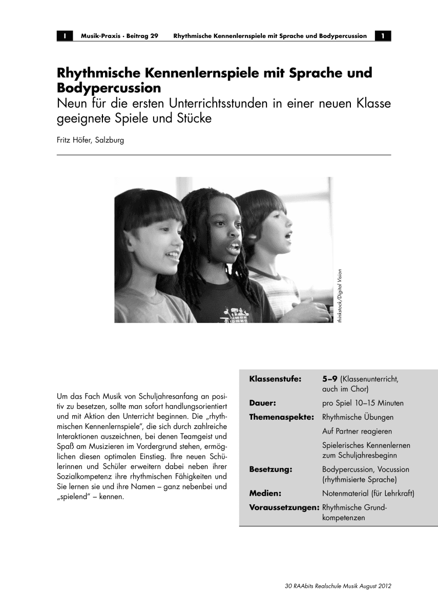 Rhythmische Kennenlernspiele mit Sprache und Bodypercussion