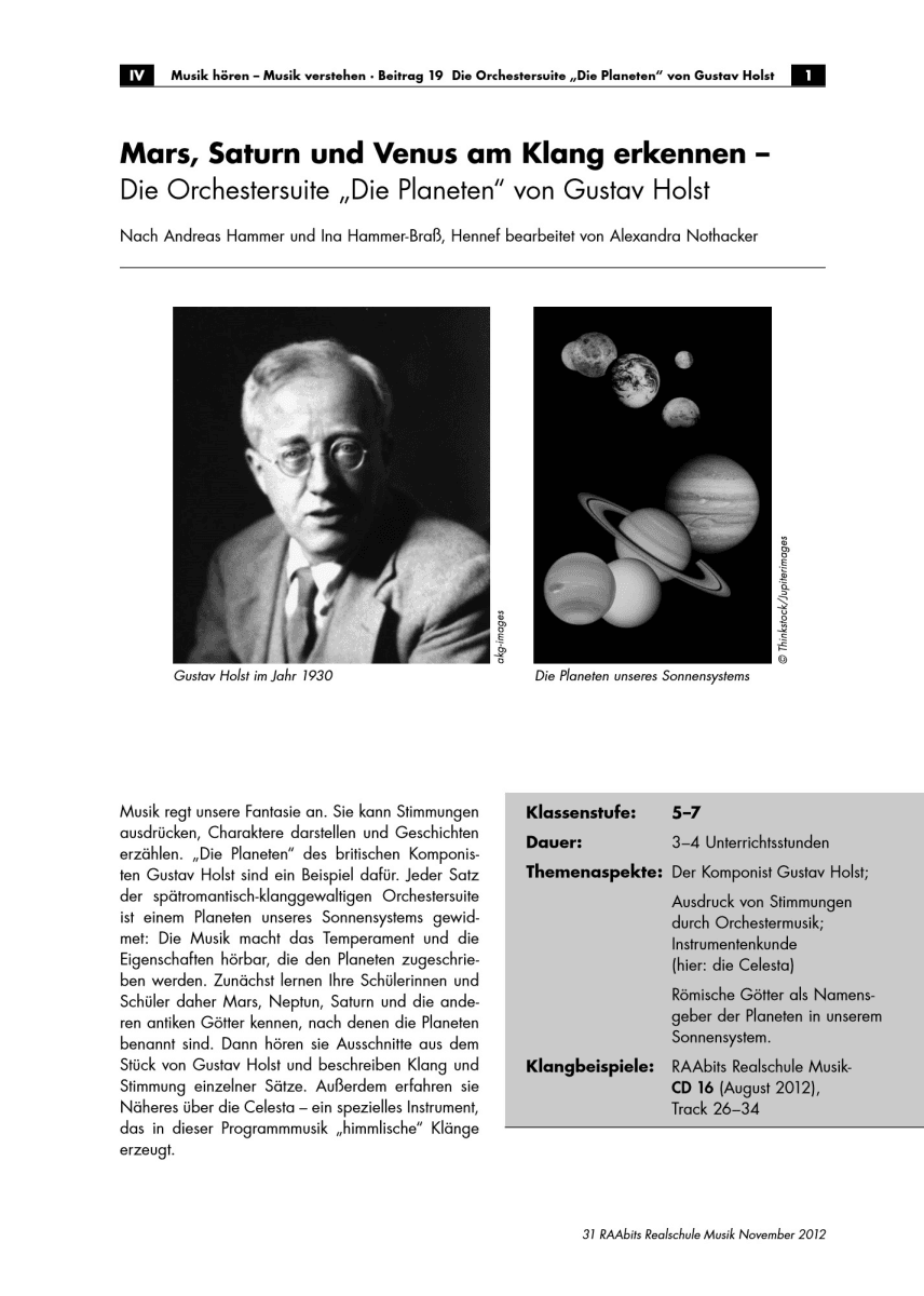 Mars, Saturn und Venus am Klang erkennen
