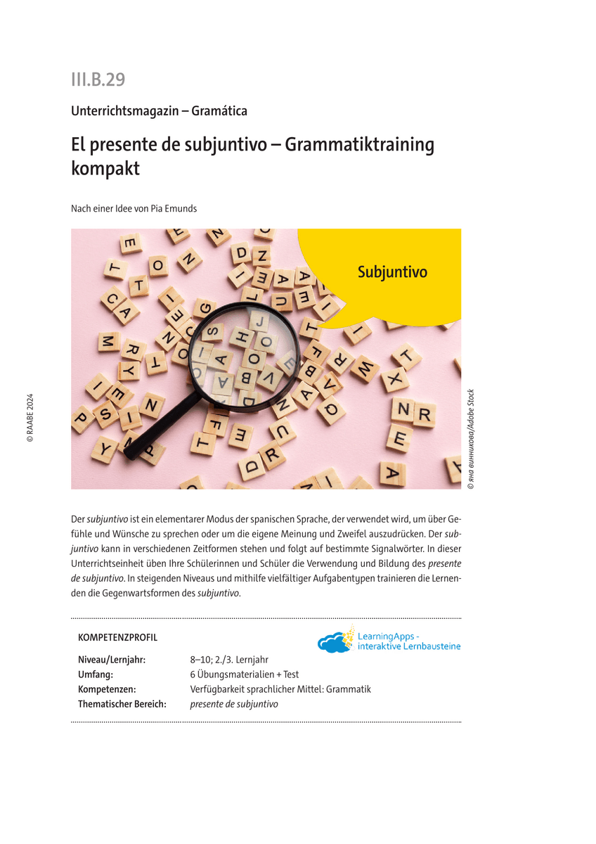 Grammatiktraining kompakt: El presente de subjuntivo