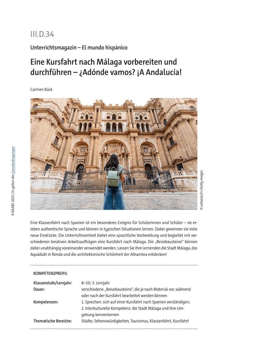 Eine Kursfahrt nach Málaga vorbereiten und durchführen