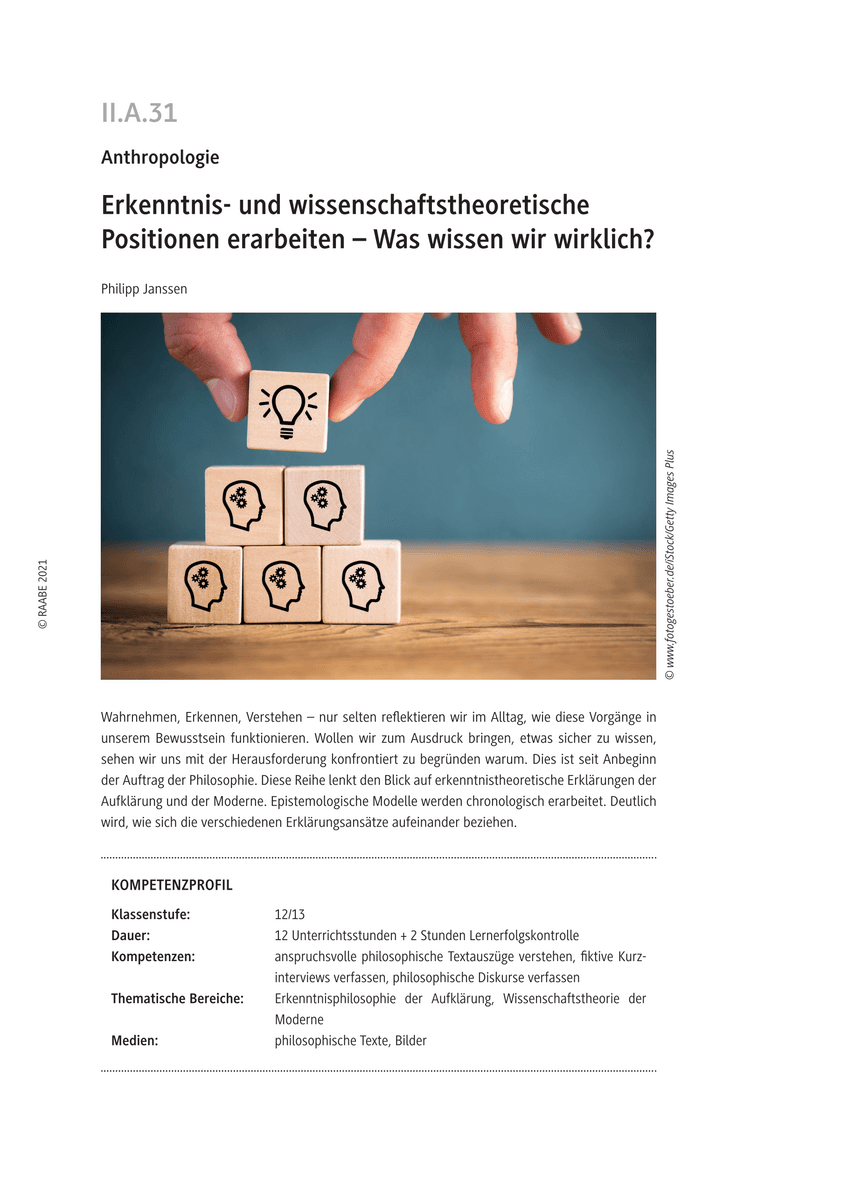 Erkenntnis- und wissenschaftstheoretische Positionen erarbeiten