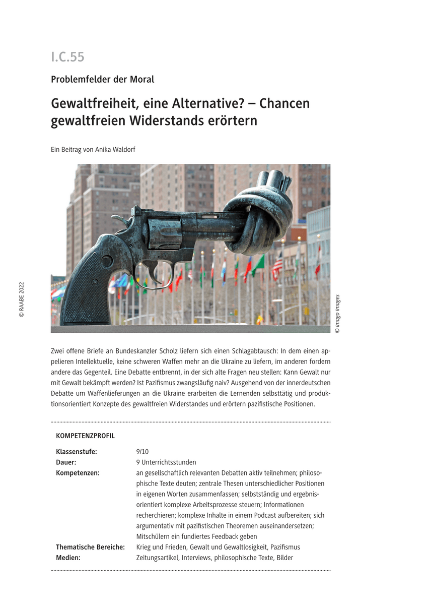 Gewaltfreiheit, eine Alternative?