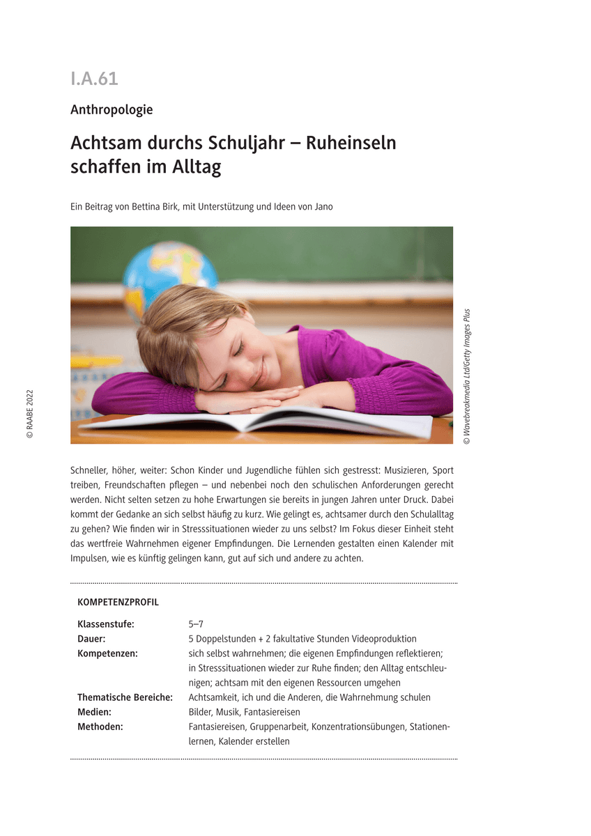 Achtsam durchs Schuljahr