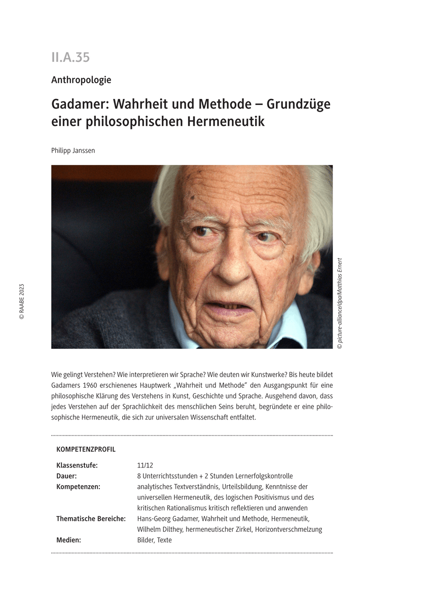 Gadamer: Wahrheit und Methode