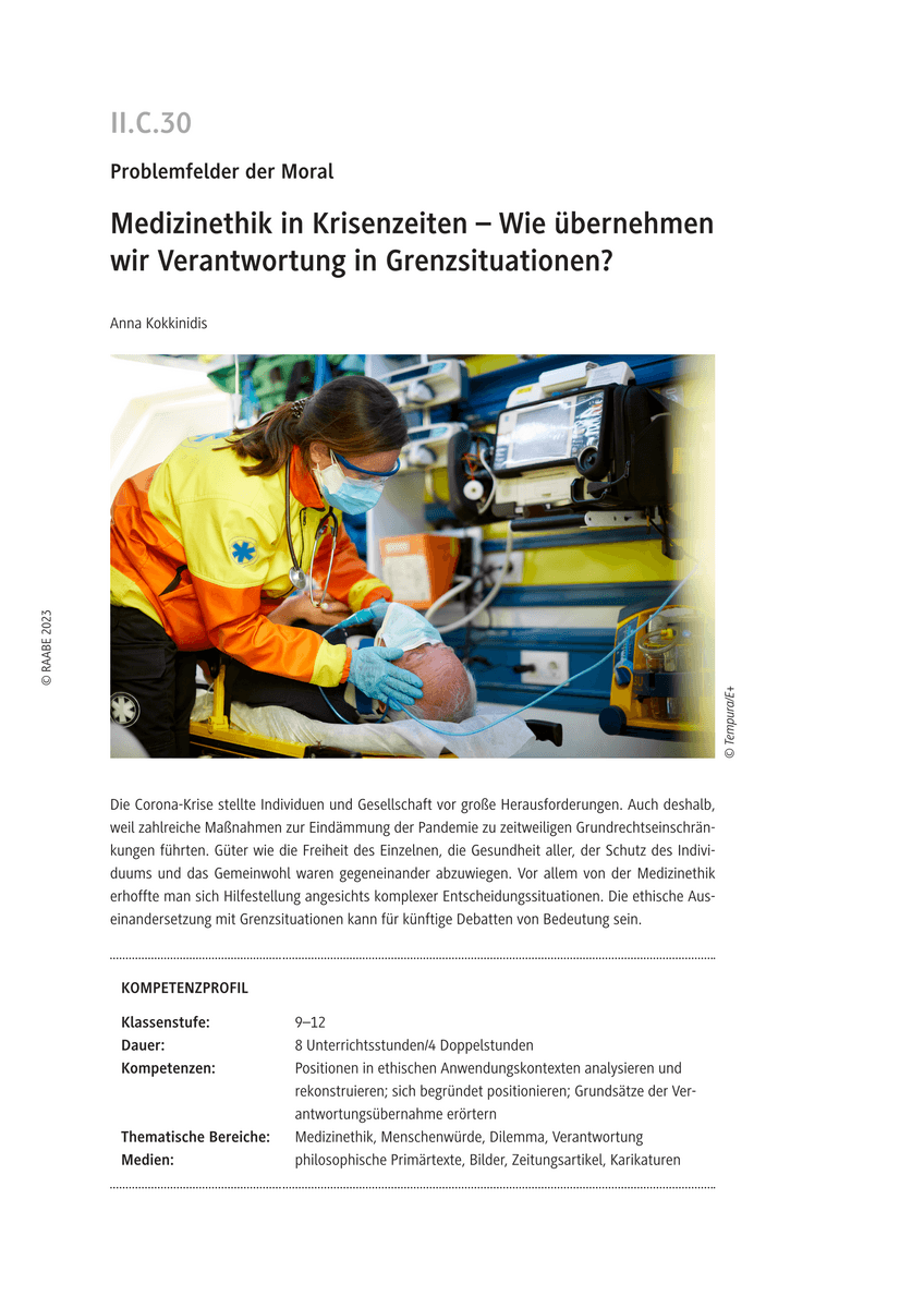 Medizinethik in Krisenzeiten