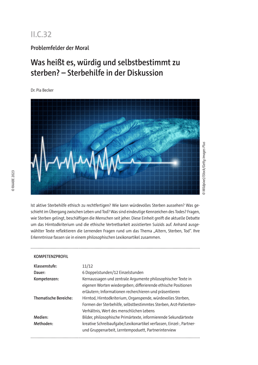Was heißt es, würdig und selbstbestimmt zu sterben?