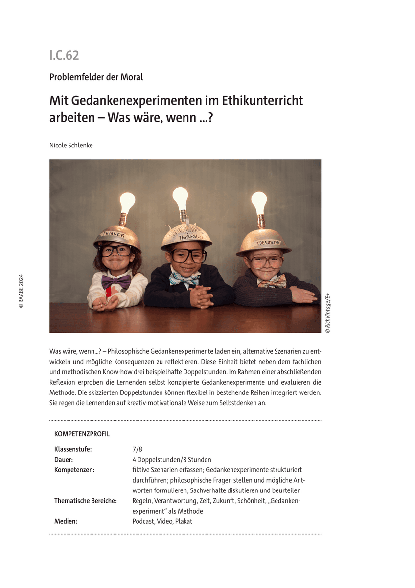 Mit Gedankenexperimenten im Ethikunterricht arbeiten