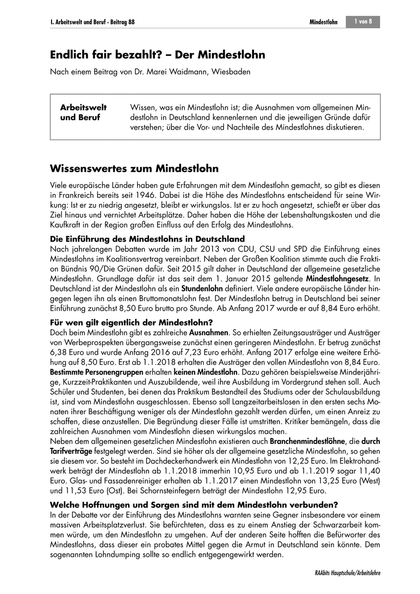 Endlich fair bezahlt?