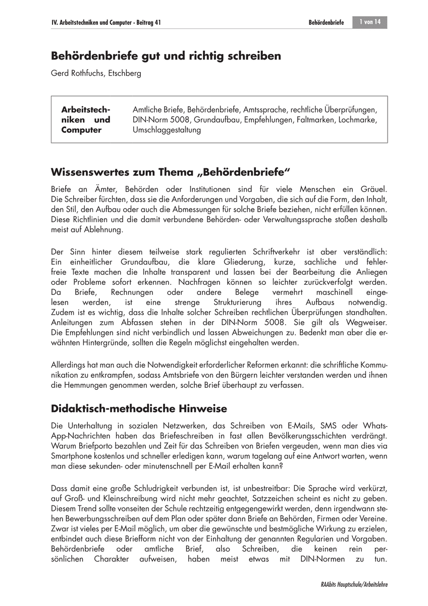 Behördenbriefe gut und richtig schreiben