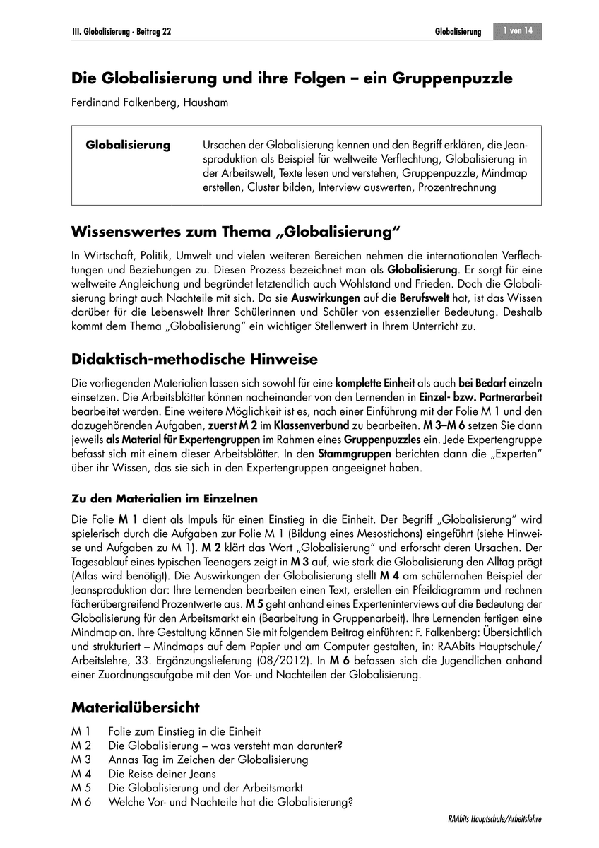 Die Globalisierung und ihre Folgen