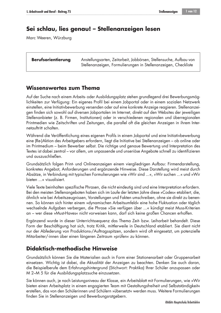 Sei schlau, lies genau!