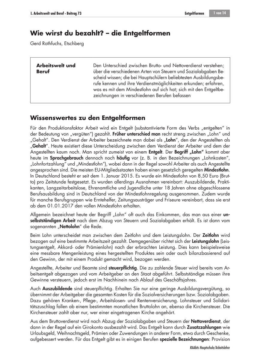 Wie wirst du bezahlt?