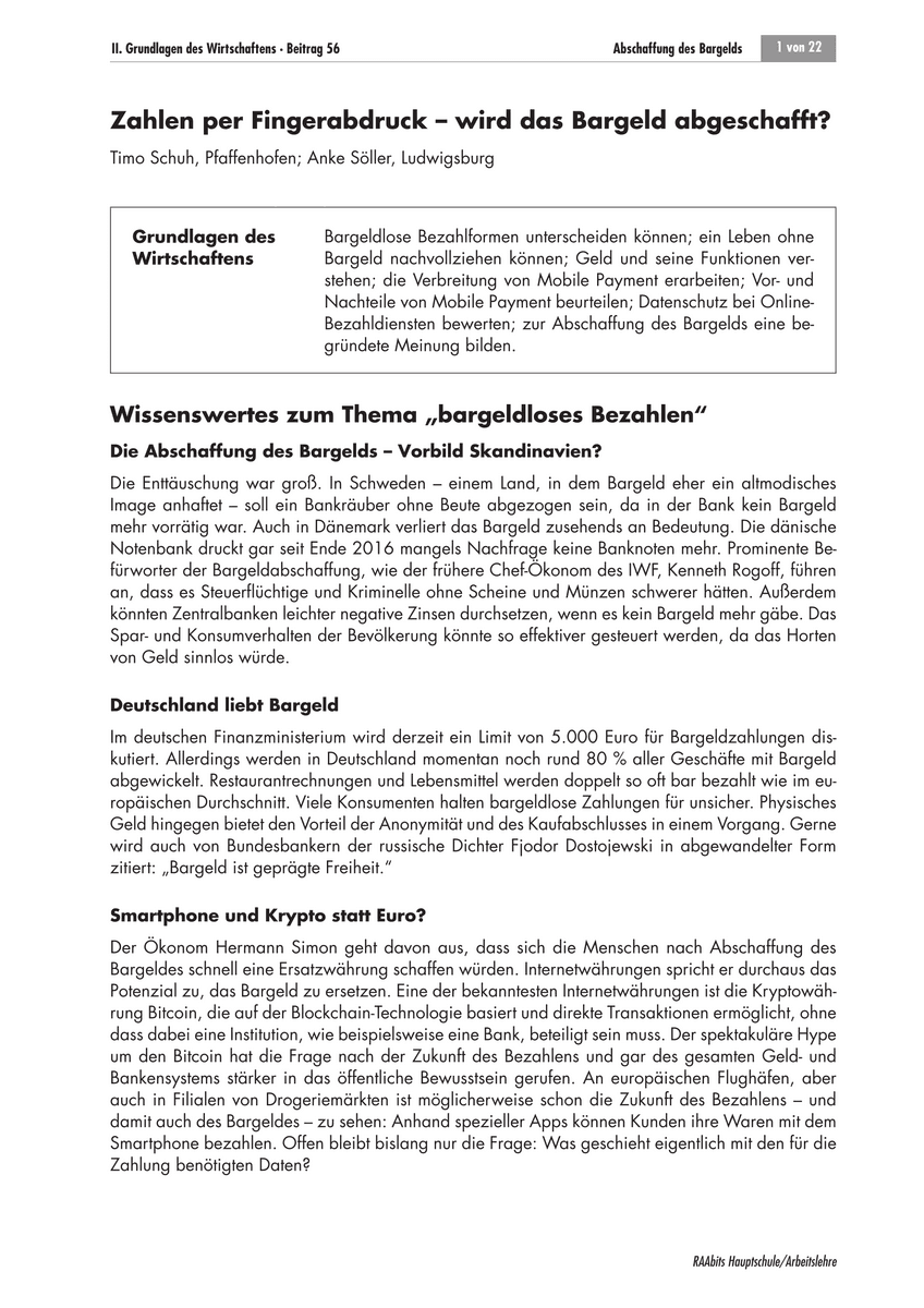 Zahlen per Fingerabdruck
