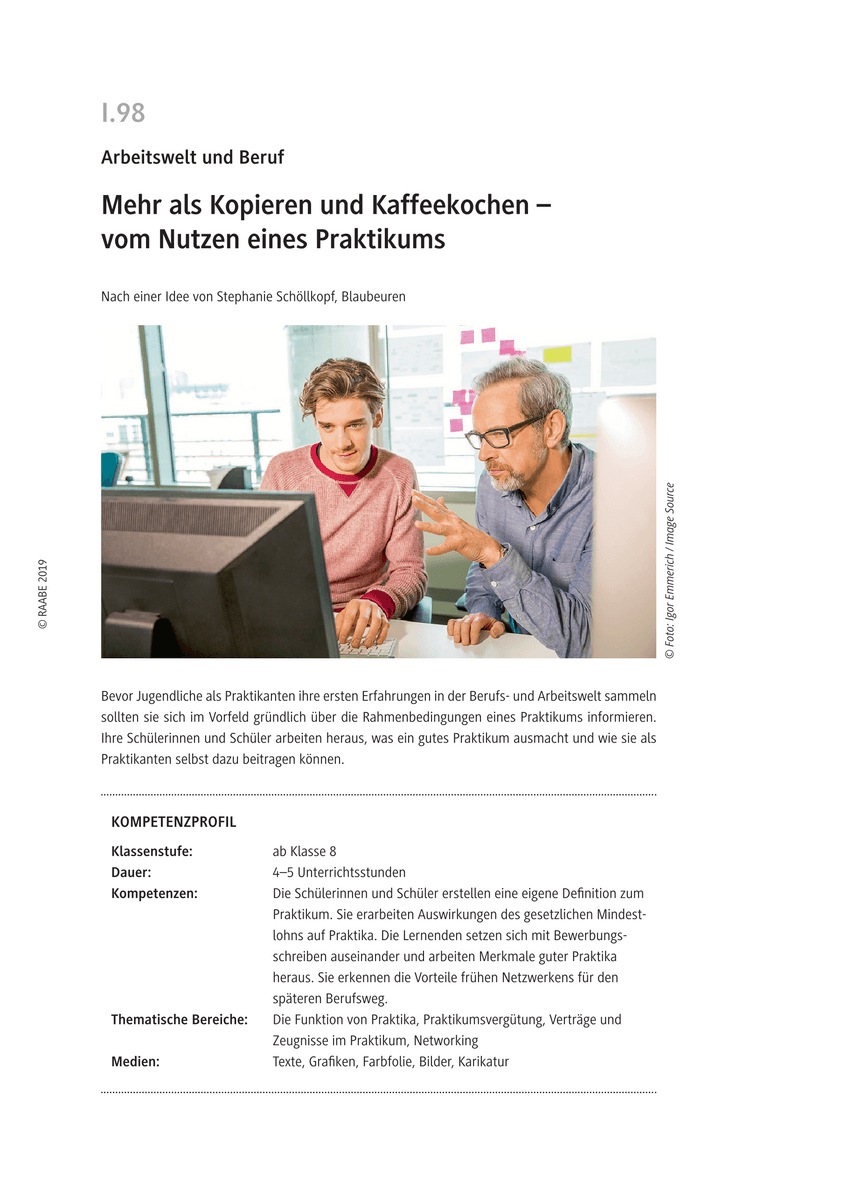 Mehr als Kopieren und Kaffeekochen