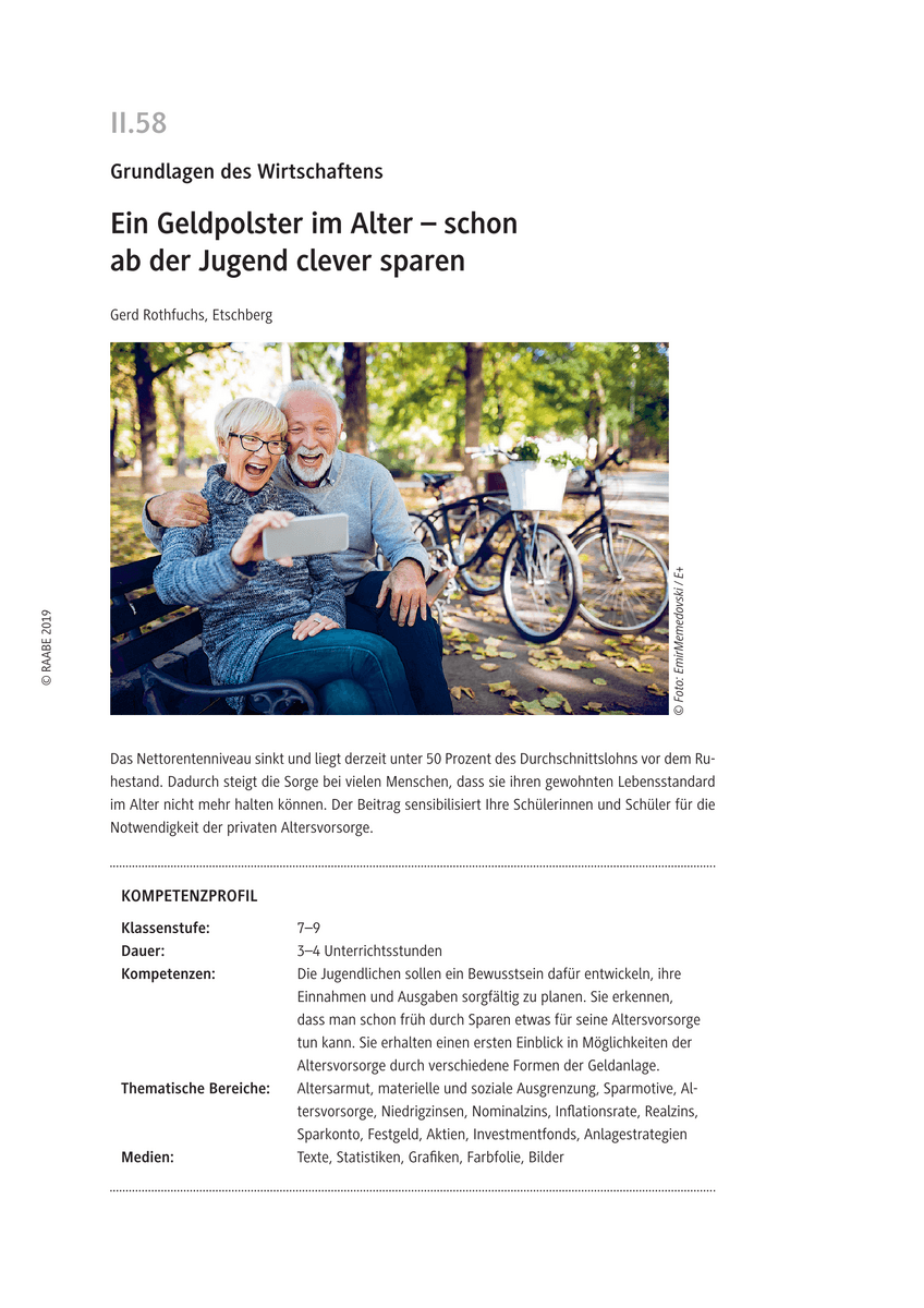 Ein Geldpolster im Alter