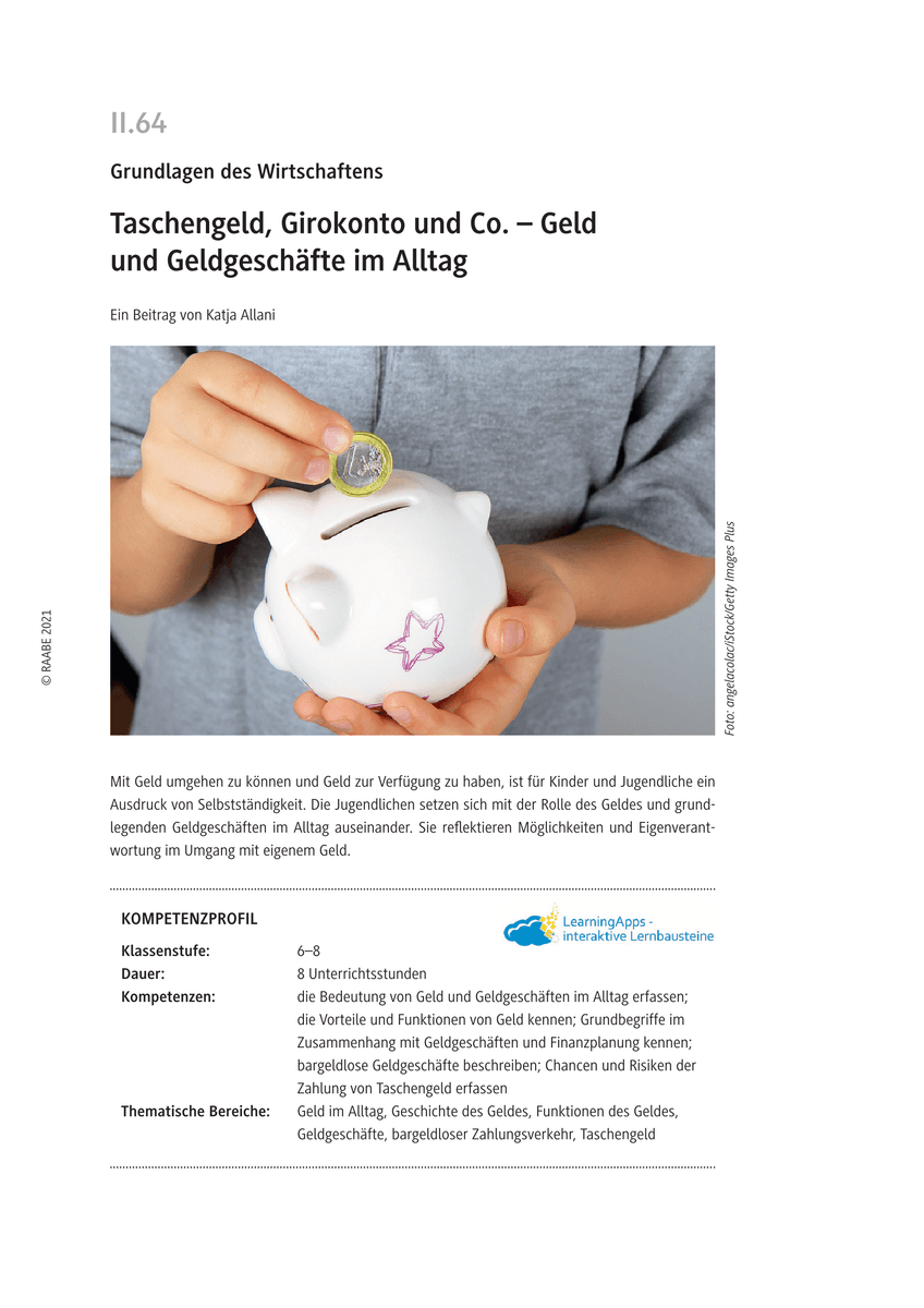 Taschengeld, Girokonto und Co.