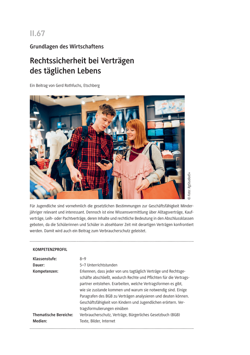 Rechtssicherheit bei Verträgen des täglichen Lebens