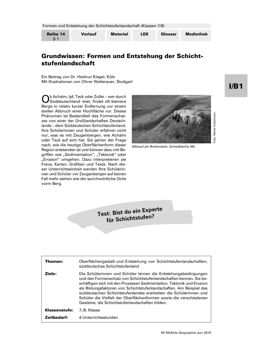 Grundwissen Schichtstufenlandschaft