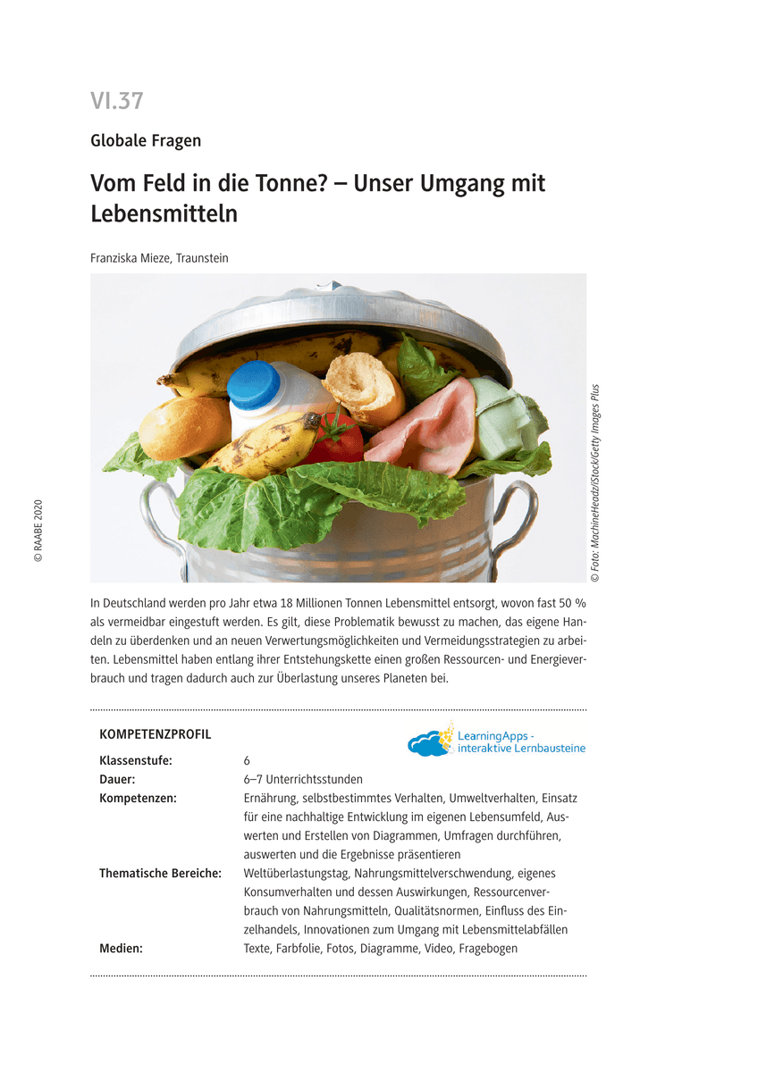 Vom Feld in die Tonne?