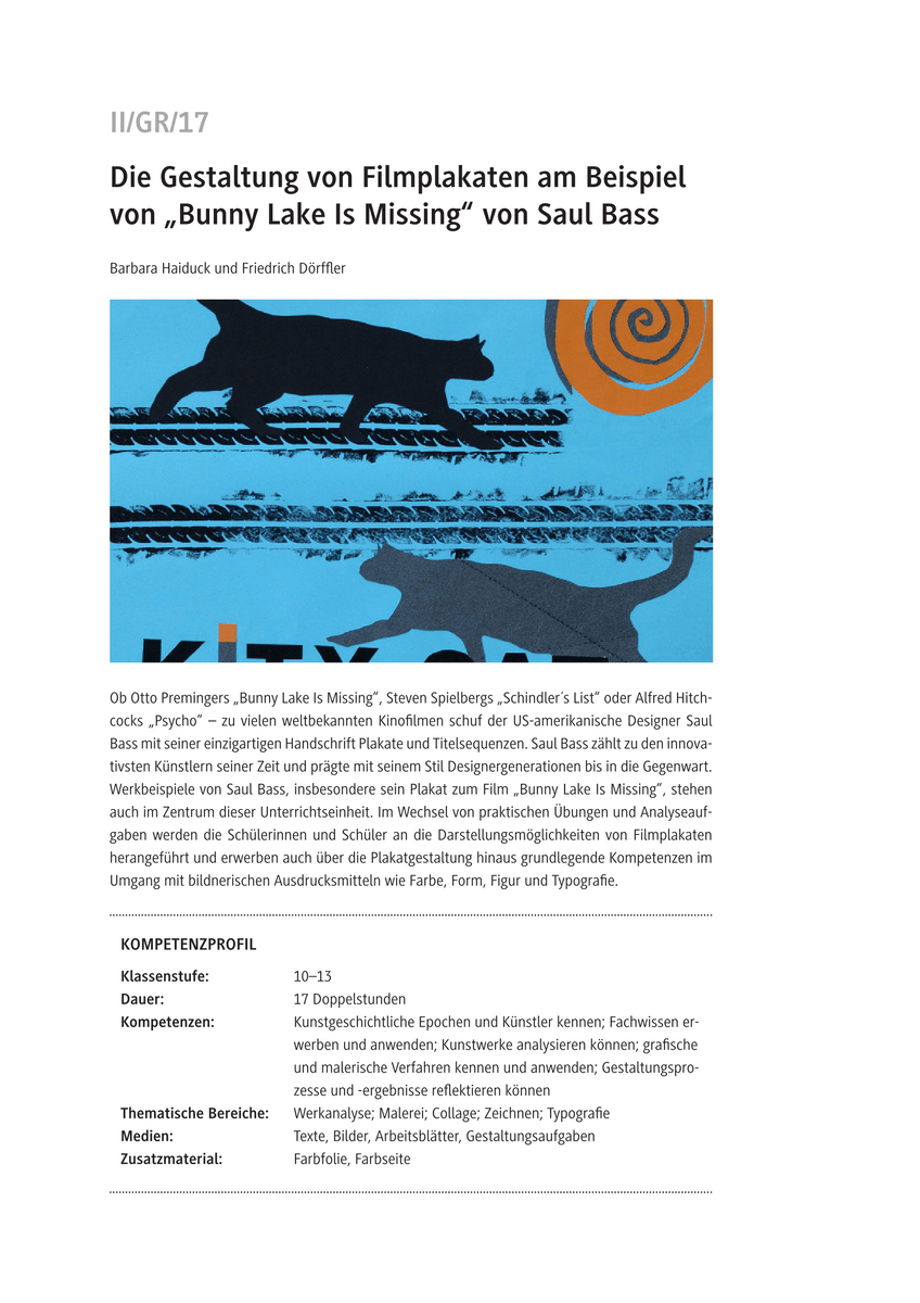 Die Gestaltung von Filmplakaten am Beispiel von „Bunny Lake Is Missing“ von Saul Bass