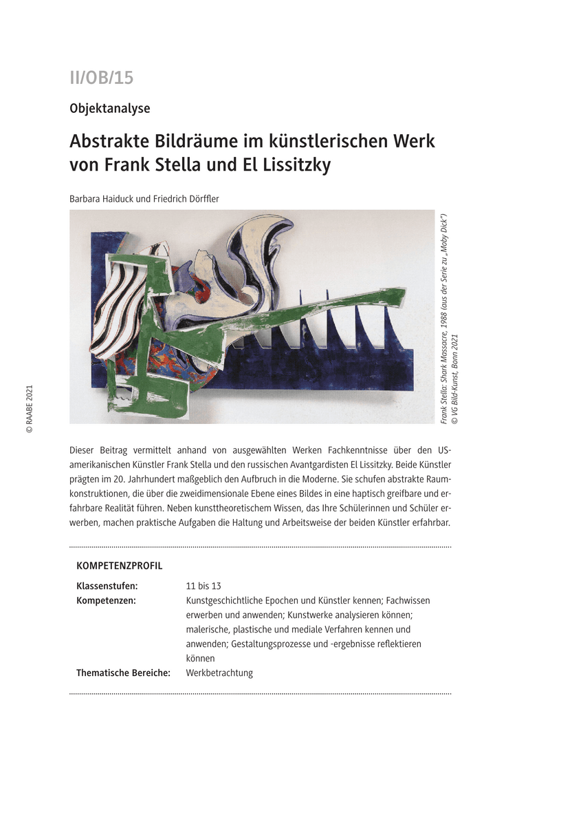 Abstrakte Bildräume im künstlerischen Werk von Frank Stella und El Lissitzky