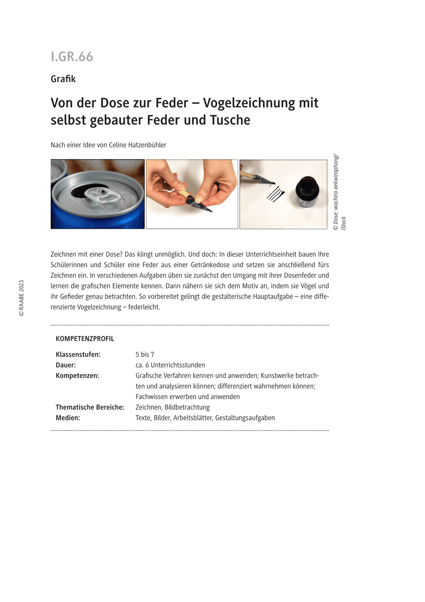 Vogelzeichnung mit selbst gebauter Feder und Tusche