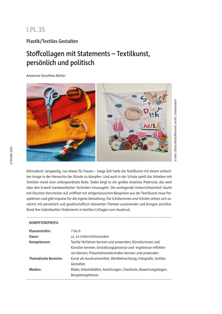 Stoffcollagen mit Statements