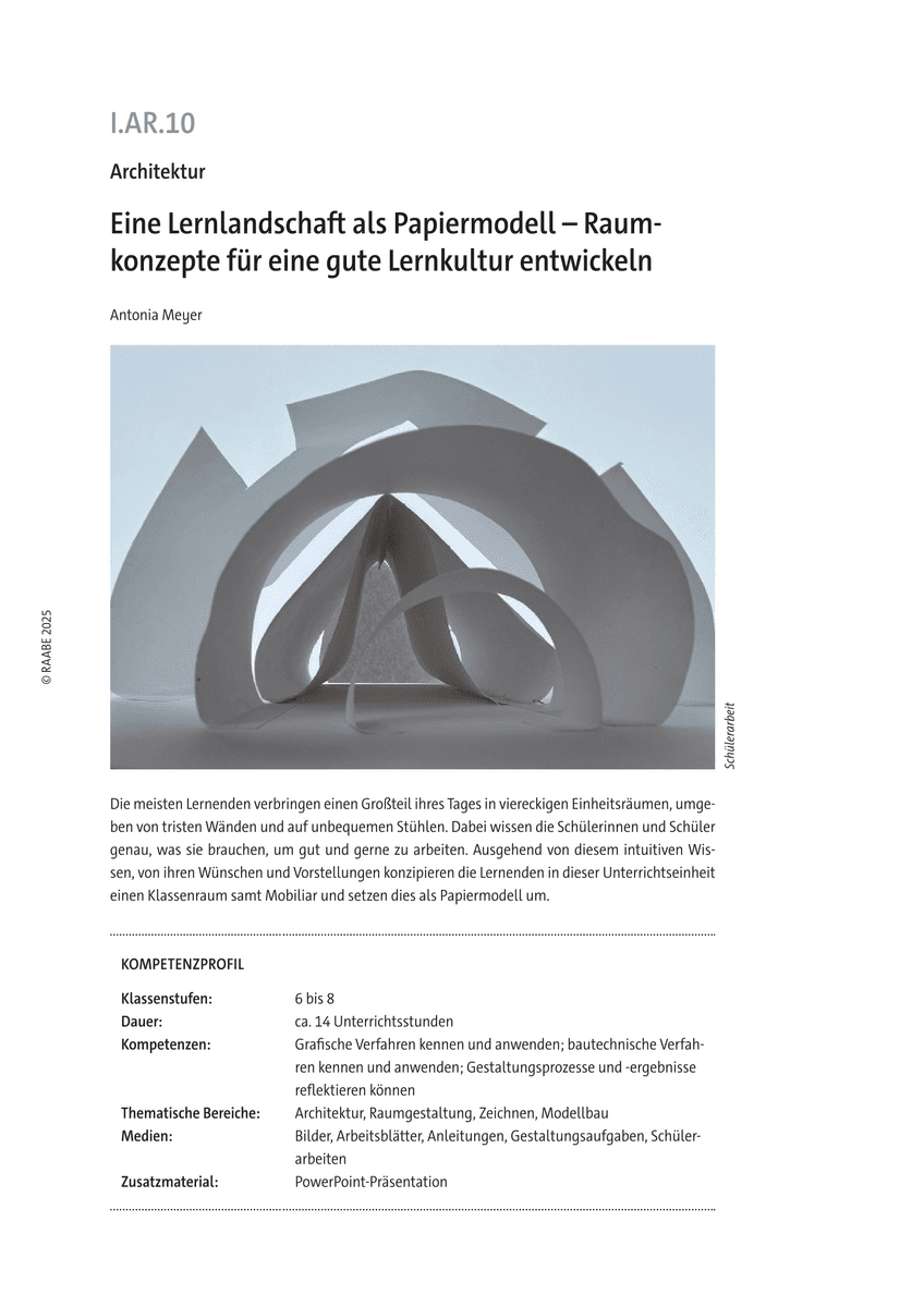 Eine Lernlandschaft als Papiermodell