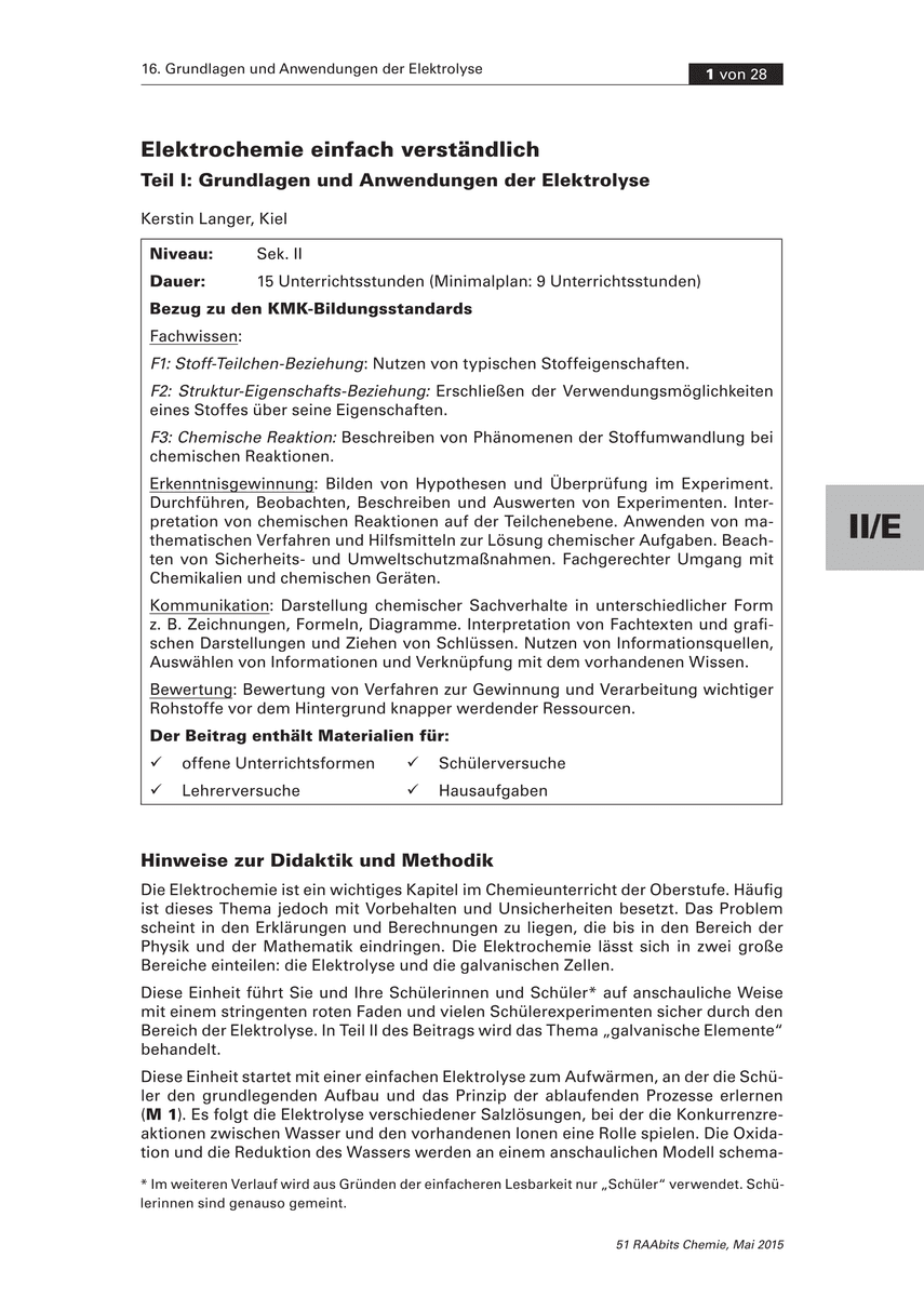 Elektrochemie einfach verständlich