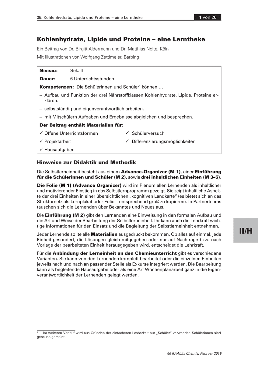 Kohlenhydrate, Lipide und Proteine
