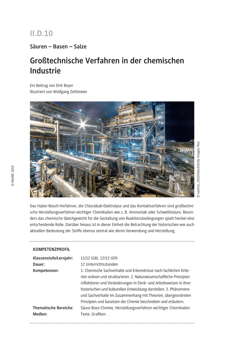 Großtechnische Verfahren in der chemischen Industrie