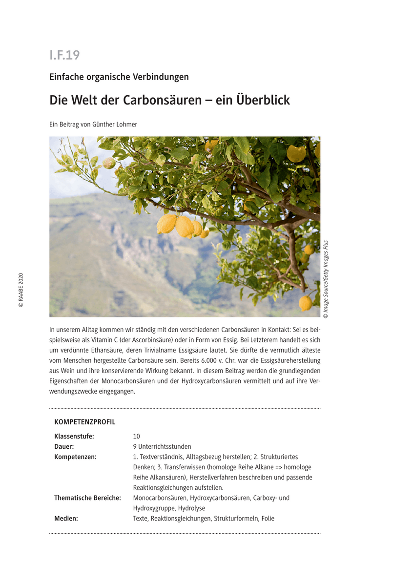 Die Welt der Carbonsäuren