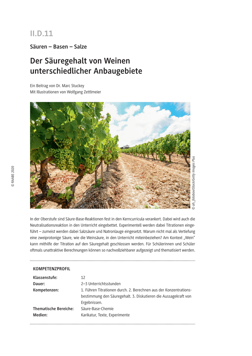 Der Säuregehalt von Weinen unterschiedlicher Anbaugebiete