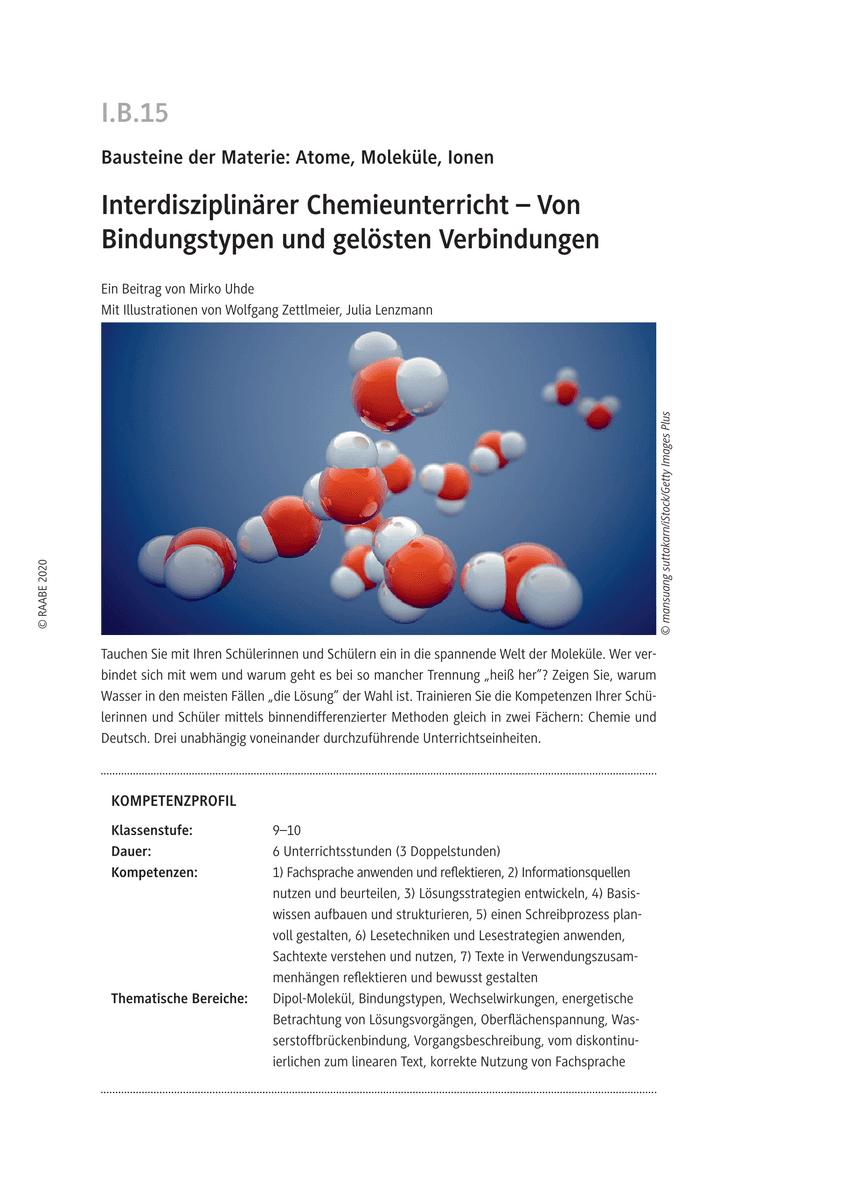 Interdisziplinärer Chemieunterricht