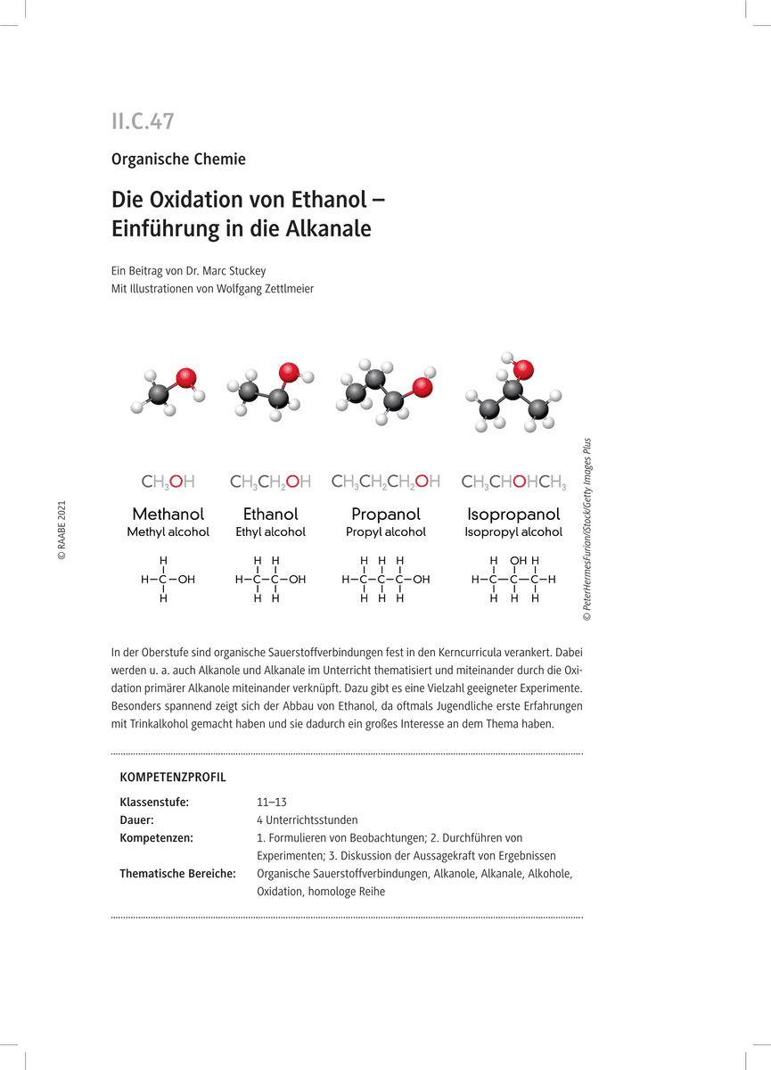 Die Oxidation von Ethanol